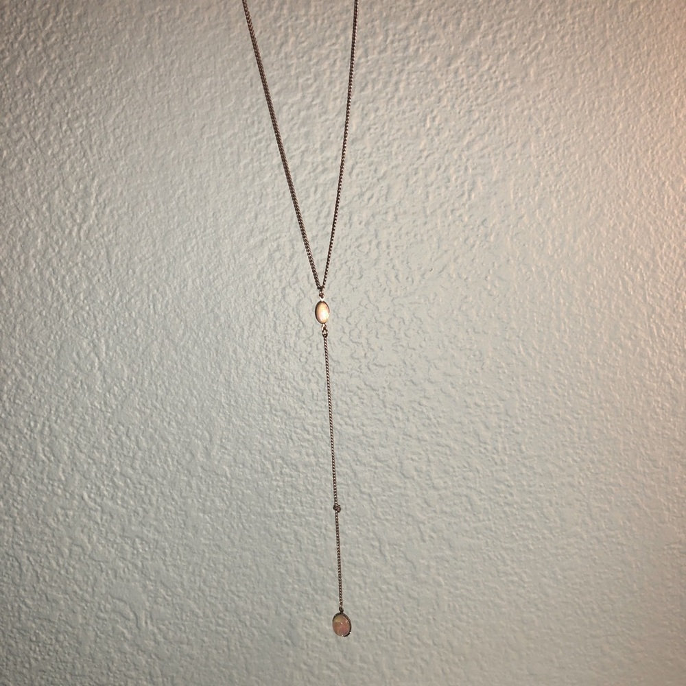 Urban Outfitters silver opal lariat necklace